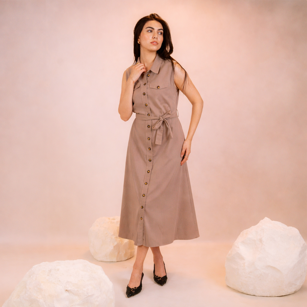 Button Down Sleeveless Dress