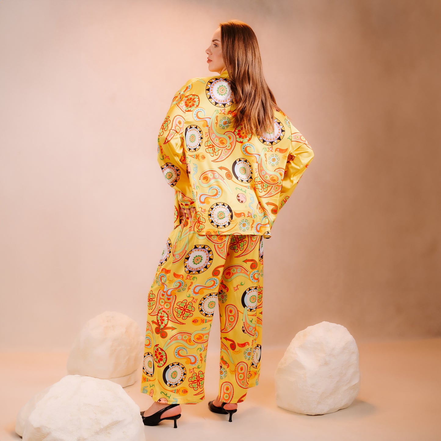 Printed Summer Satin Suit