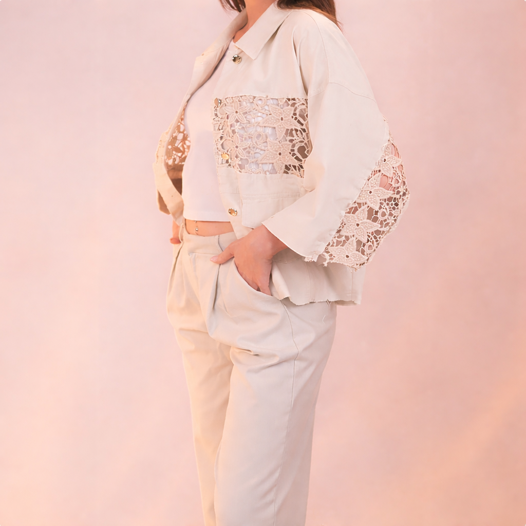 Gabardine wide pants