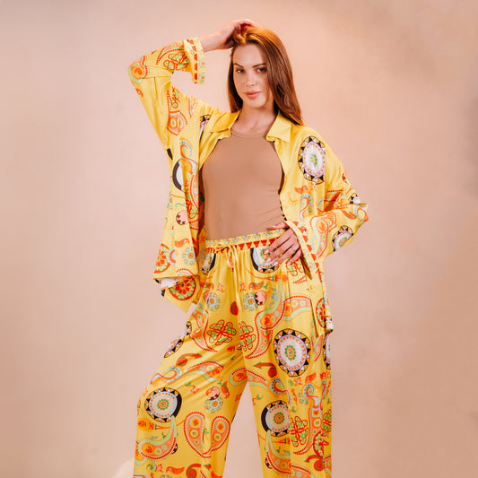Printed Summer Satin Suit