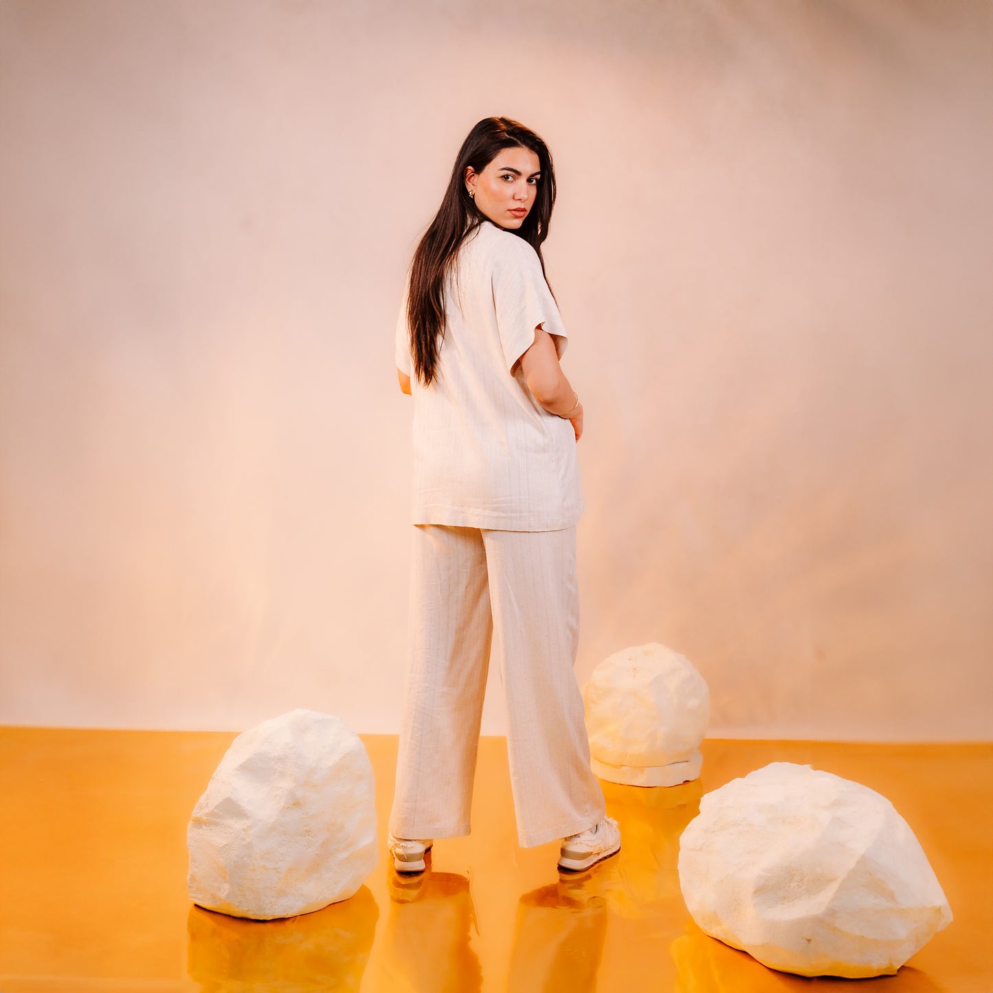 Half Sleeves Linen Set