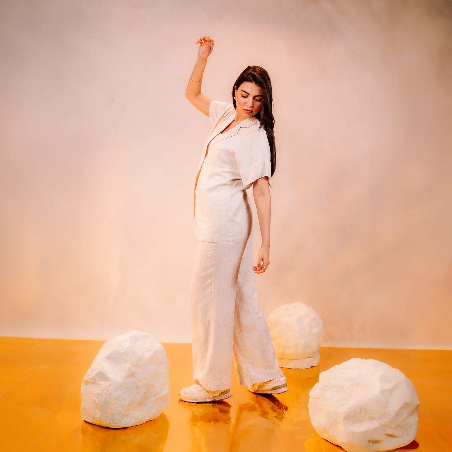 Half Sleeves Linen Set