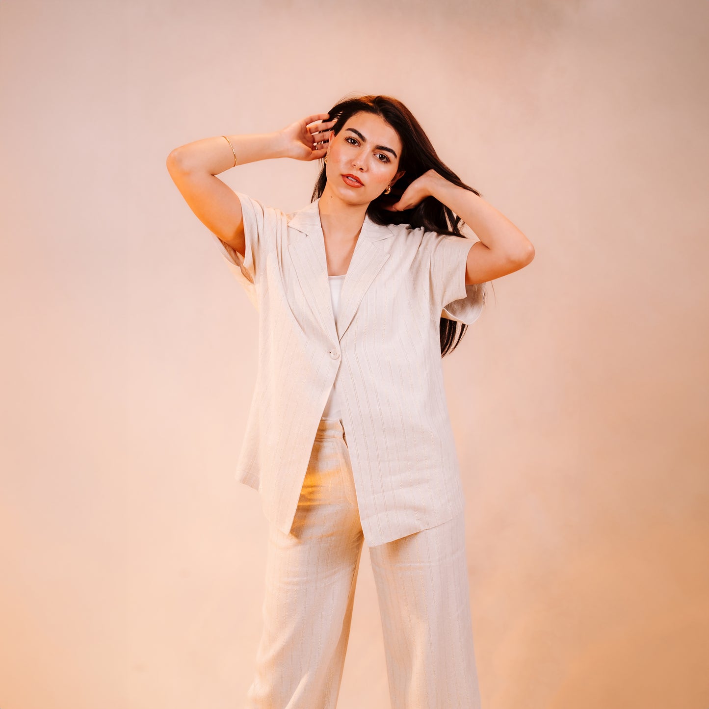 Half Sleeves Linen Set