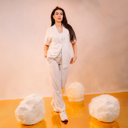 Half Sleeves Linen Set