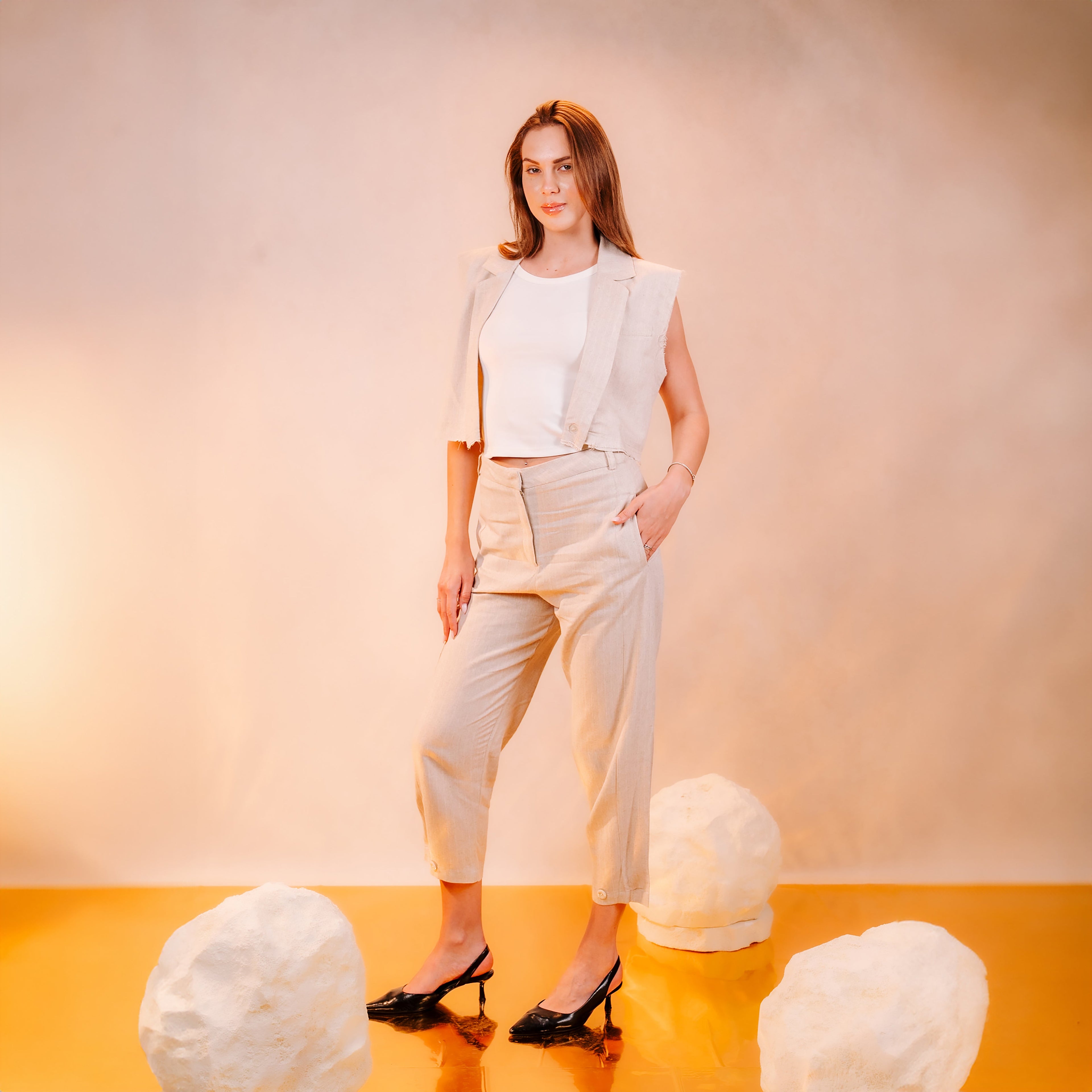 Crop Linen Vest