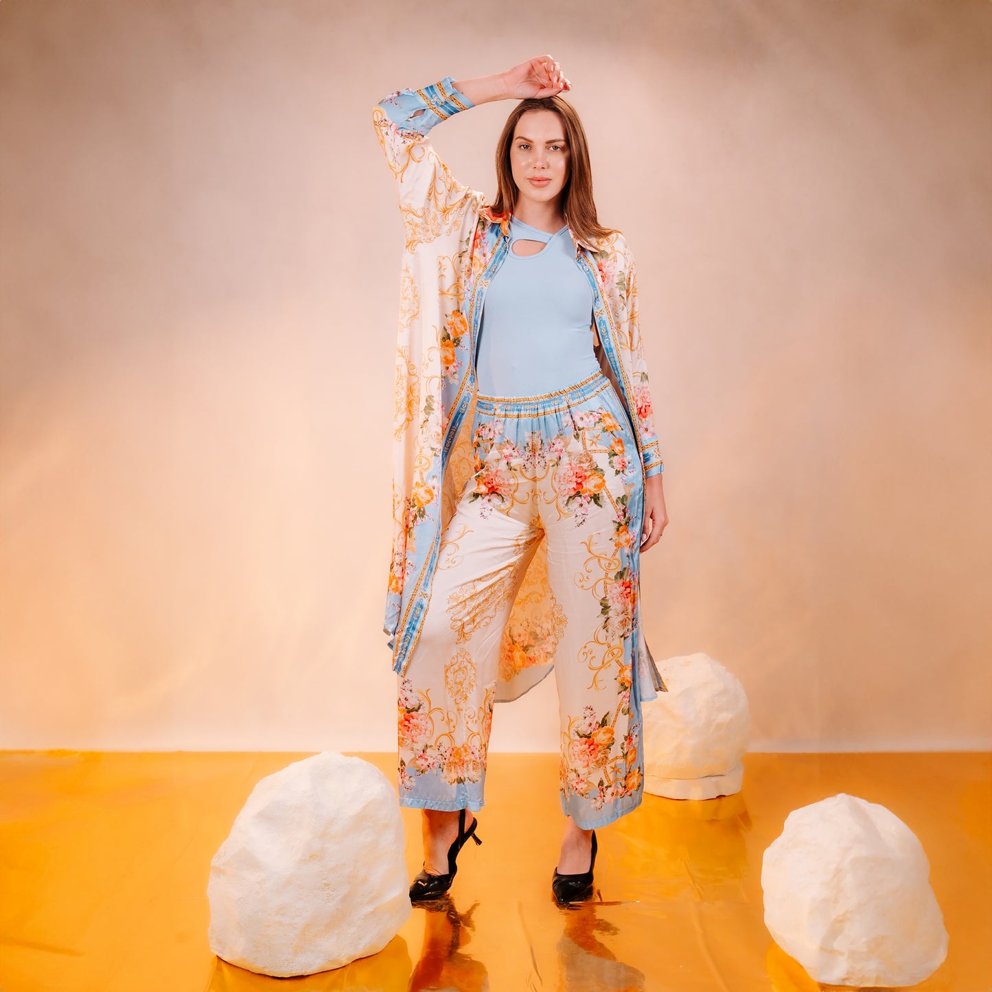 Floral Satin Suit