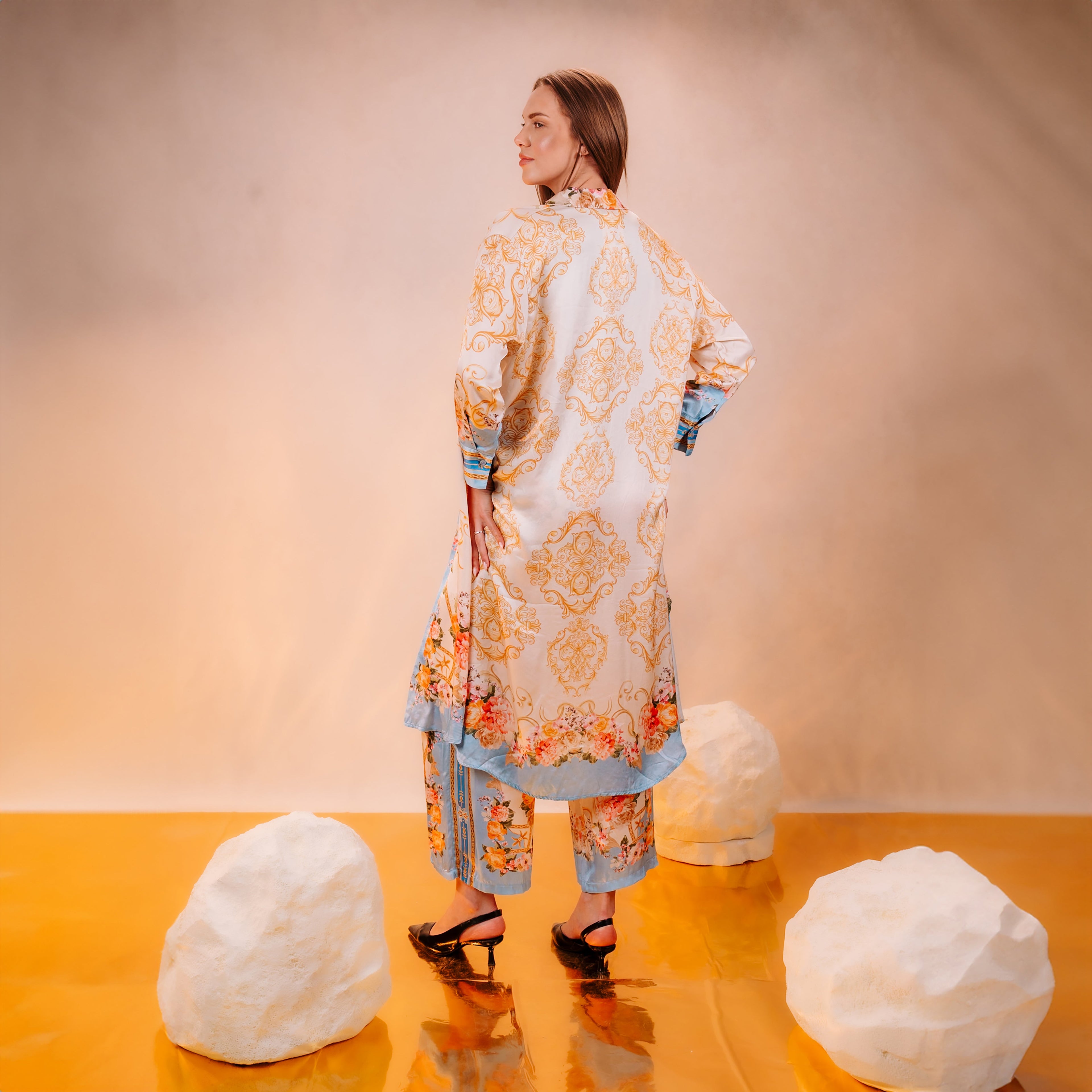 Floral Satin Suit