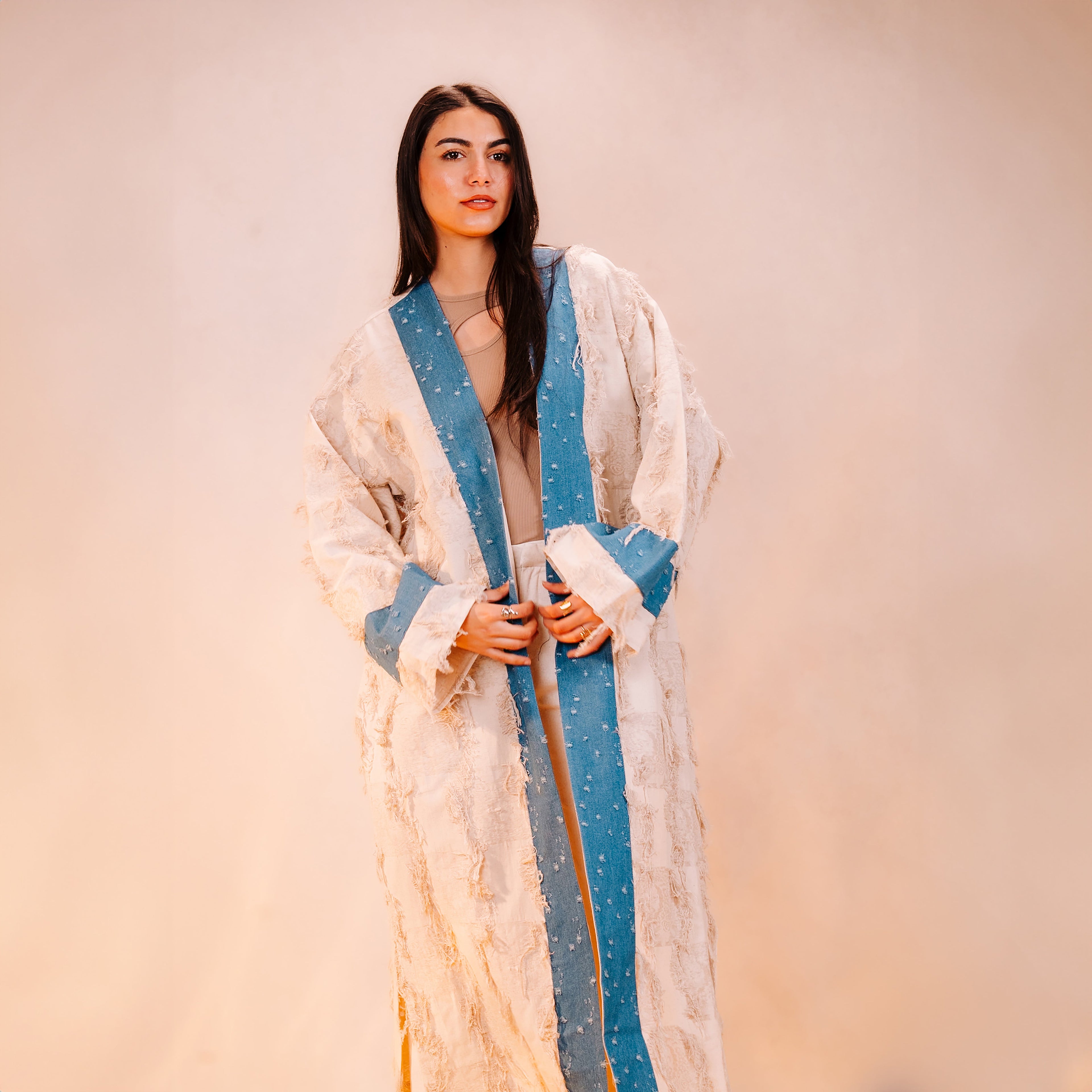 Long Linen Jeans Cardigan