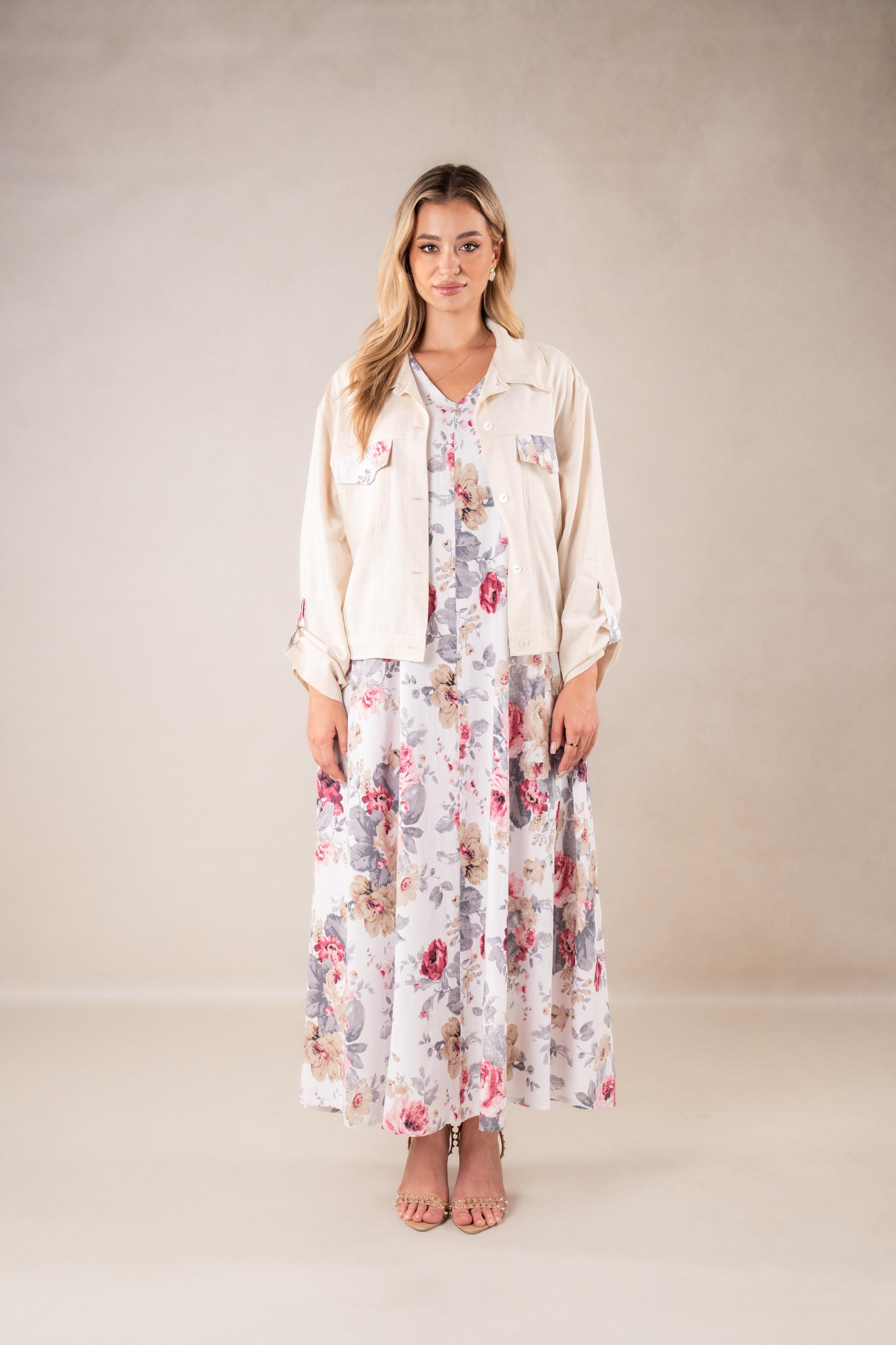 Verdant Vibe sleeveless Dress with Jacket