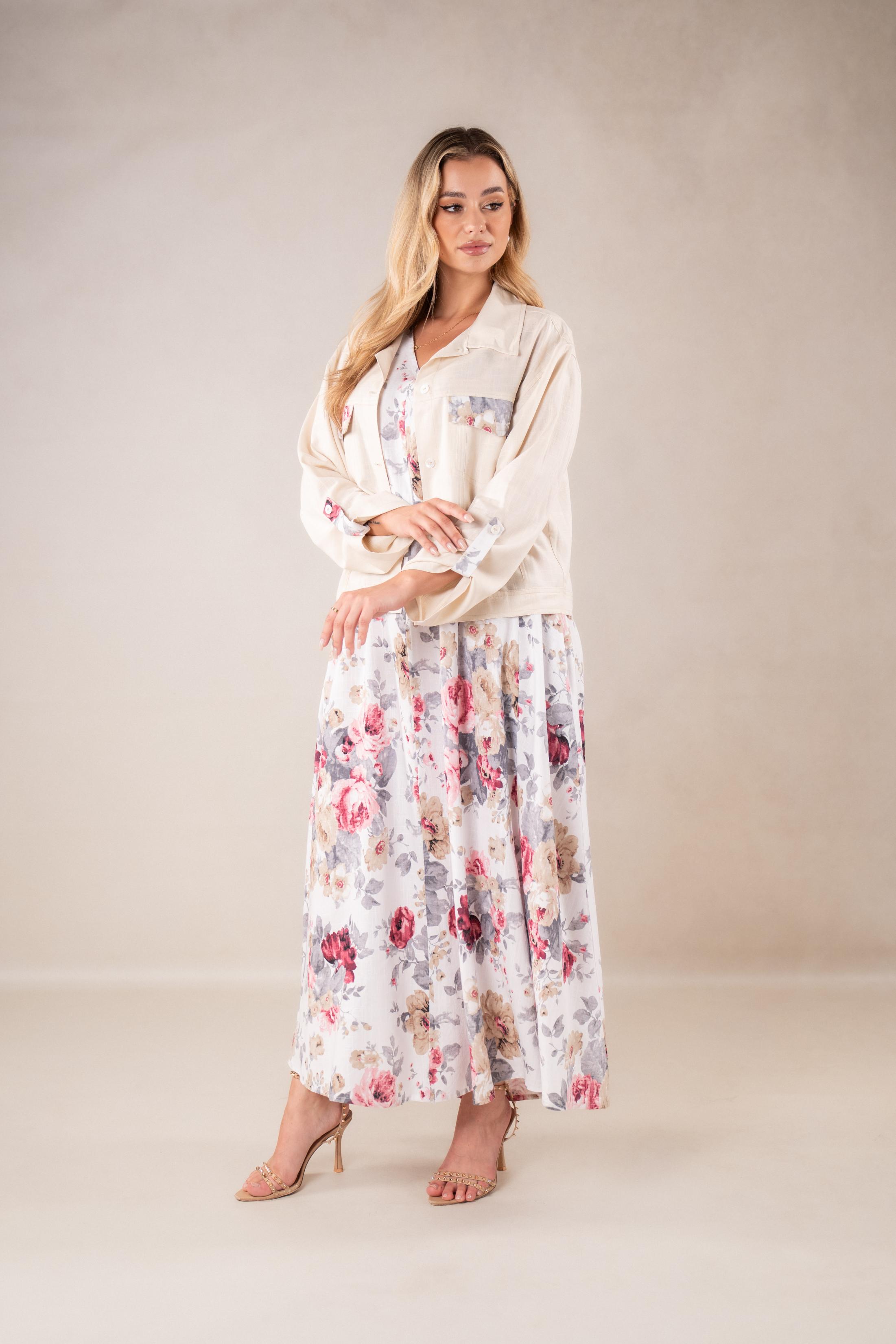 Verdant Vibe sleeveless Dress with Jacket