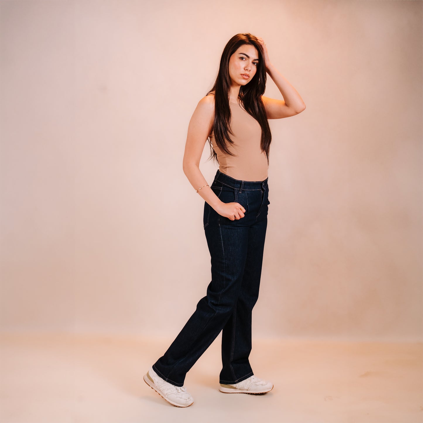 Dark Blue Denim Straight Pants