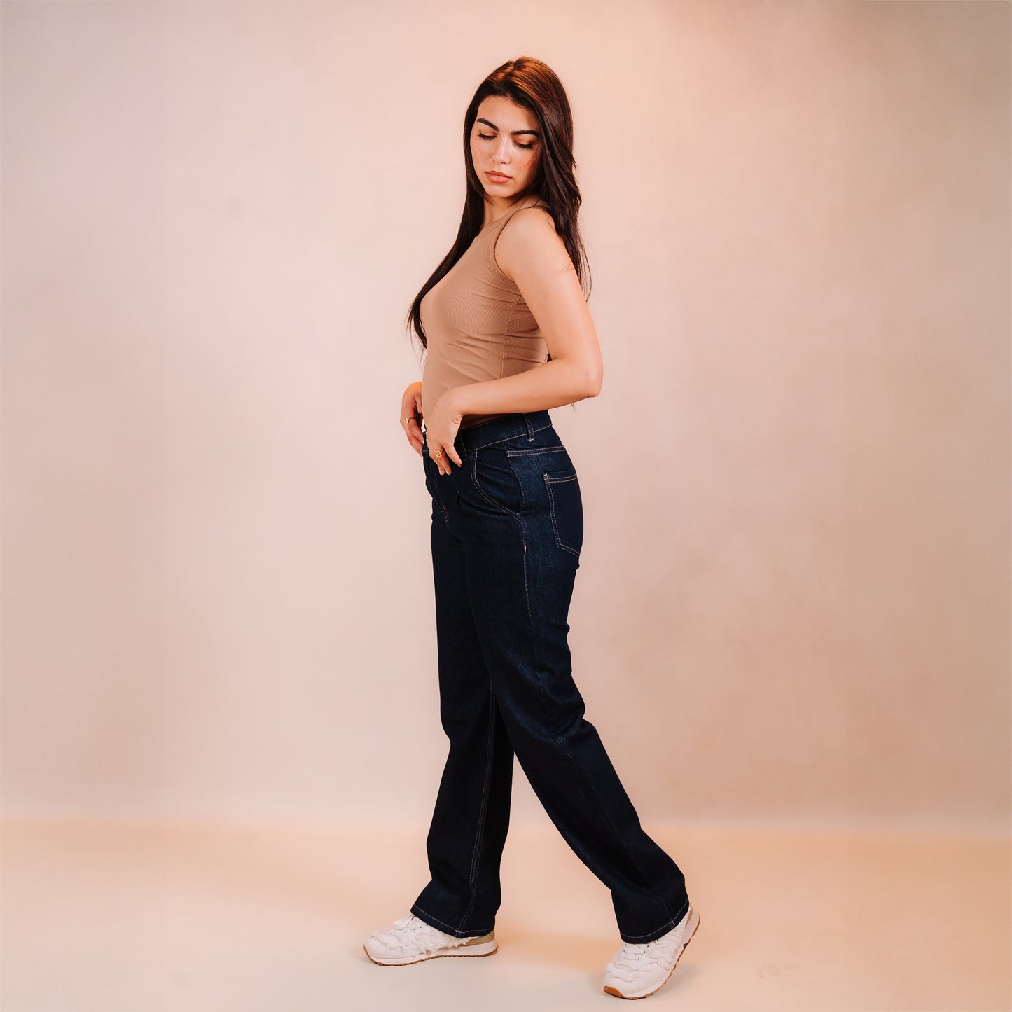 Dark Blue Denim Straight Pants