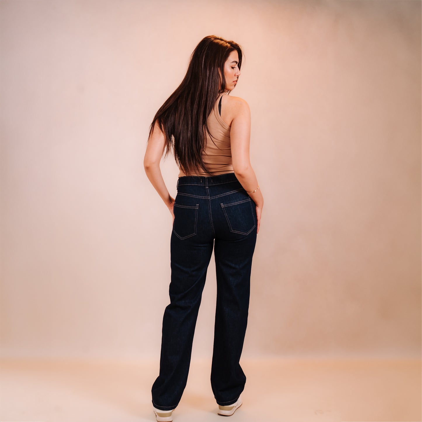 Dark Blue Denim Straight Pants