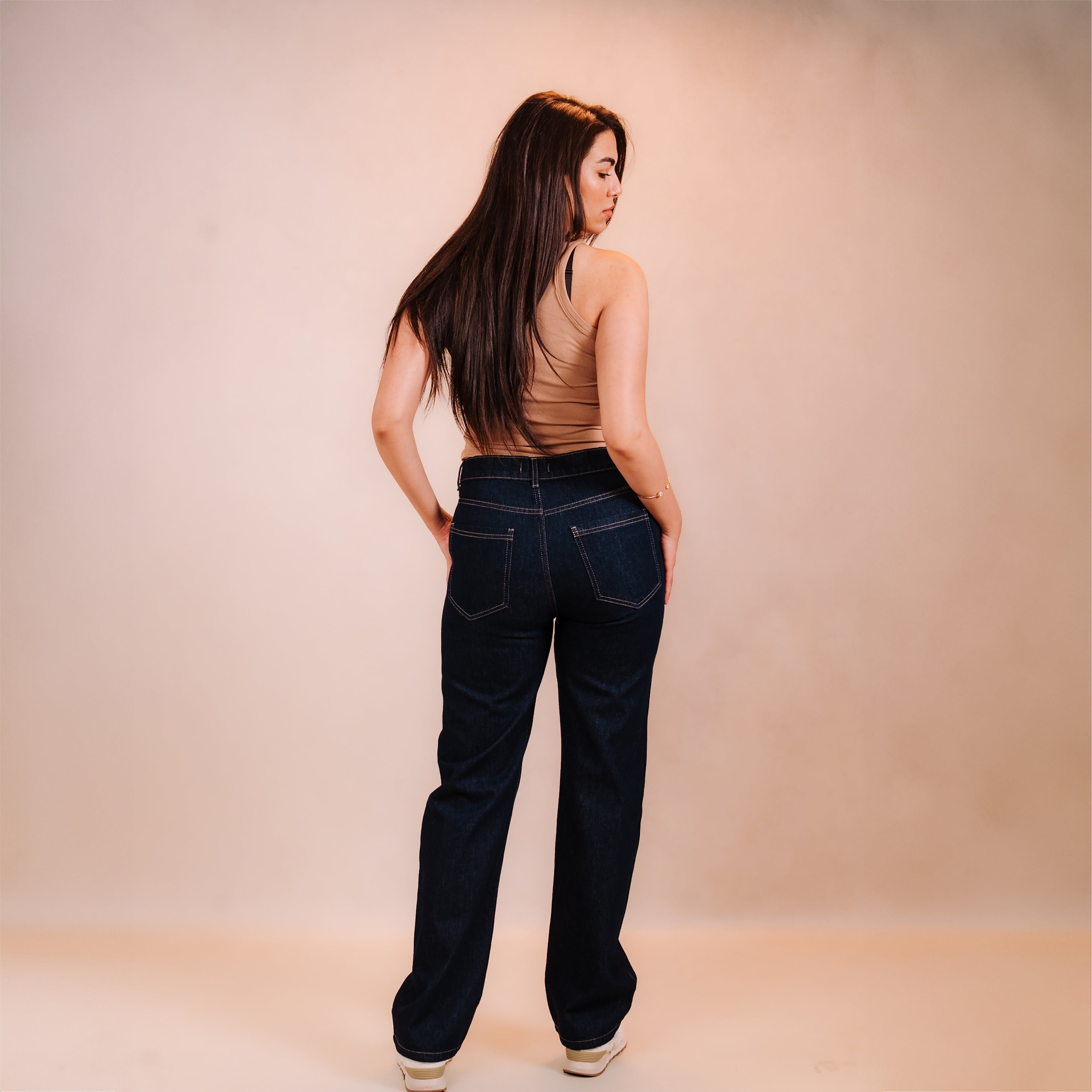 Dark Blue Denim Straight Pants