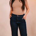 Dark Blue Denim Straight Pants