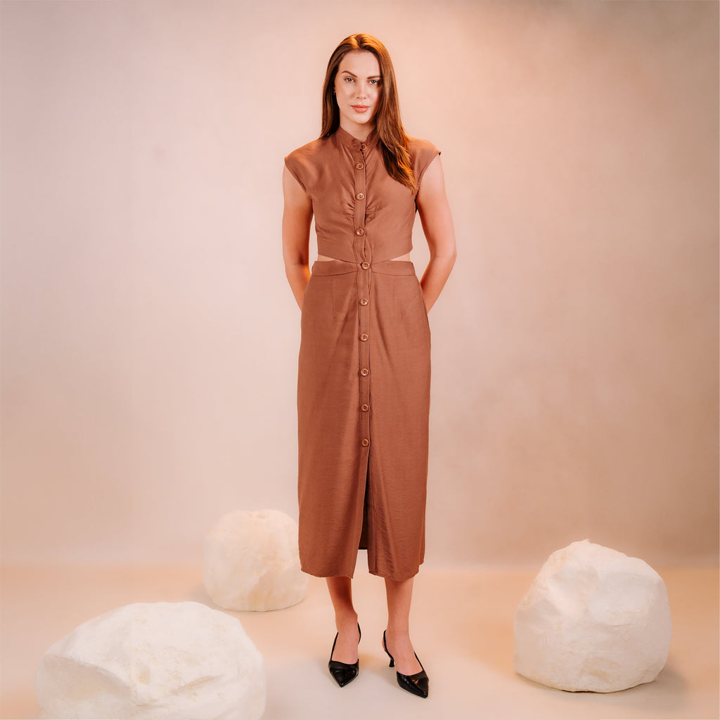 Half Sleeves Dress with Open Waist