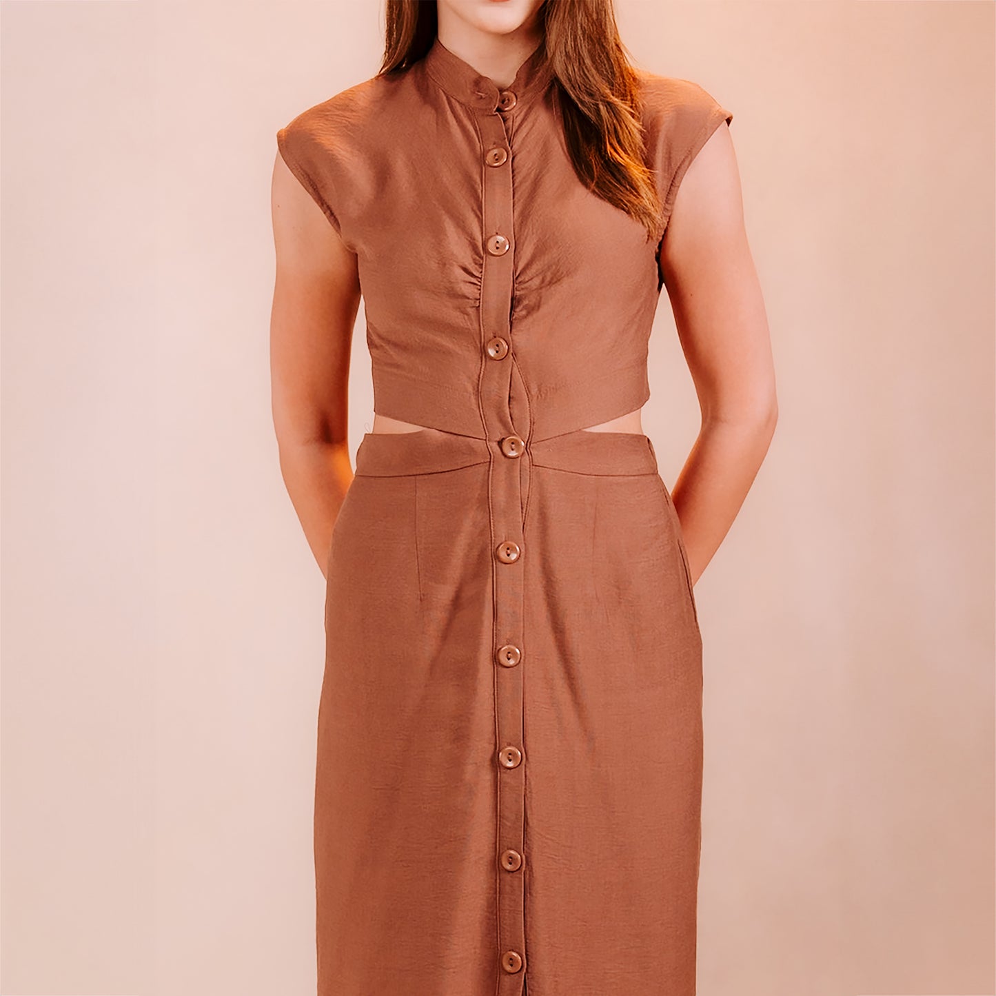 Half Sleeves Dress with Open Waist