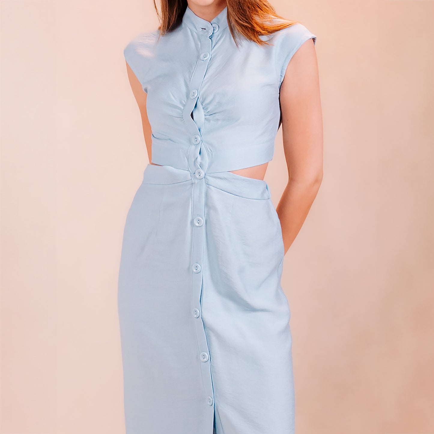 Half Sleeves Dress with Open Waist