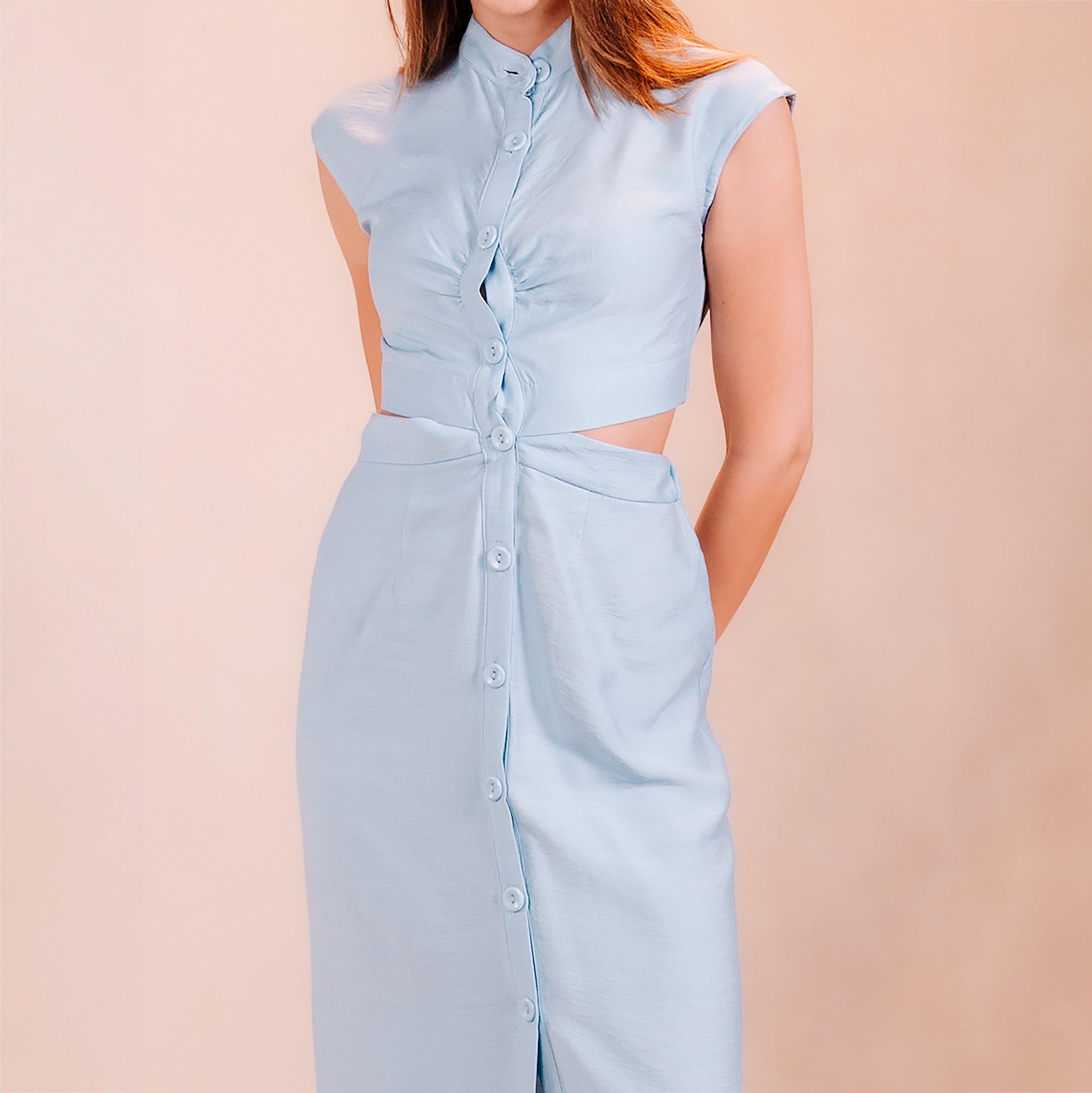 Half Sleeves Dress with Open Waist