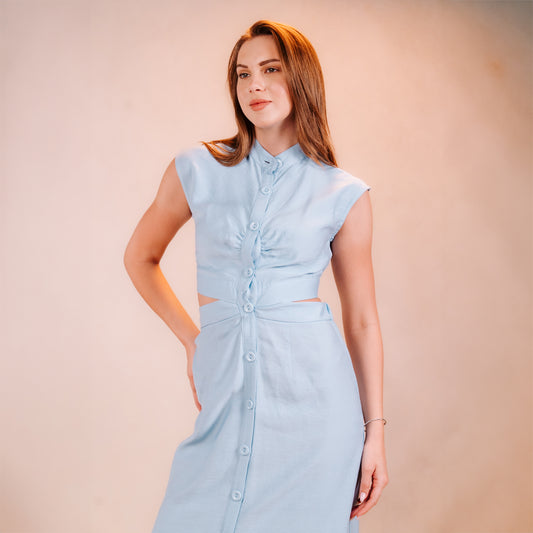 Half Sleeves Dress with Open Waist