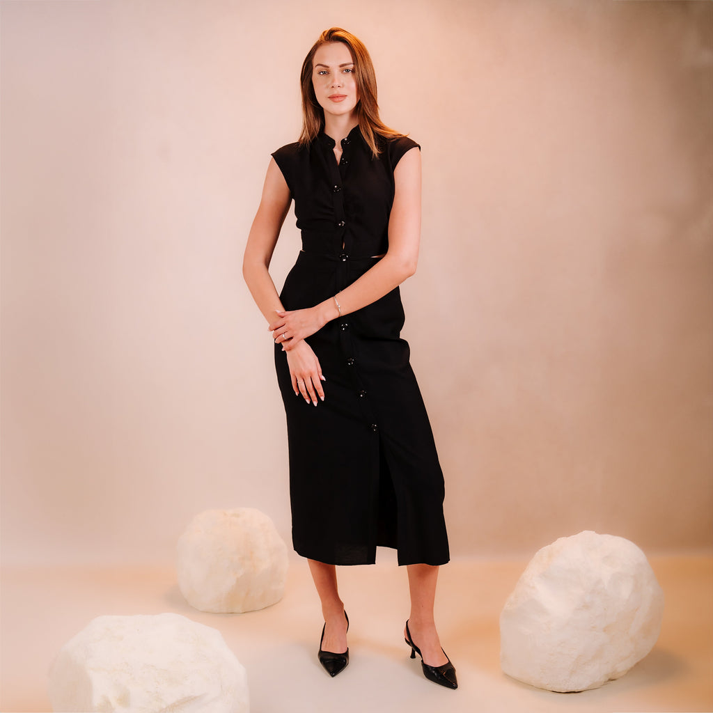 Half Sleeves Dress with Open Waist