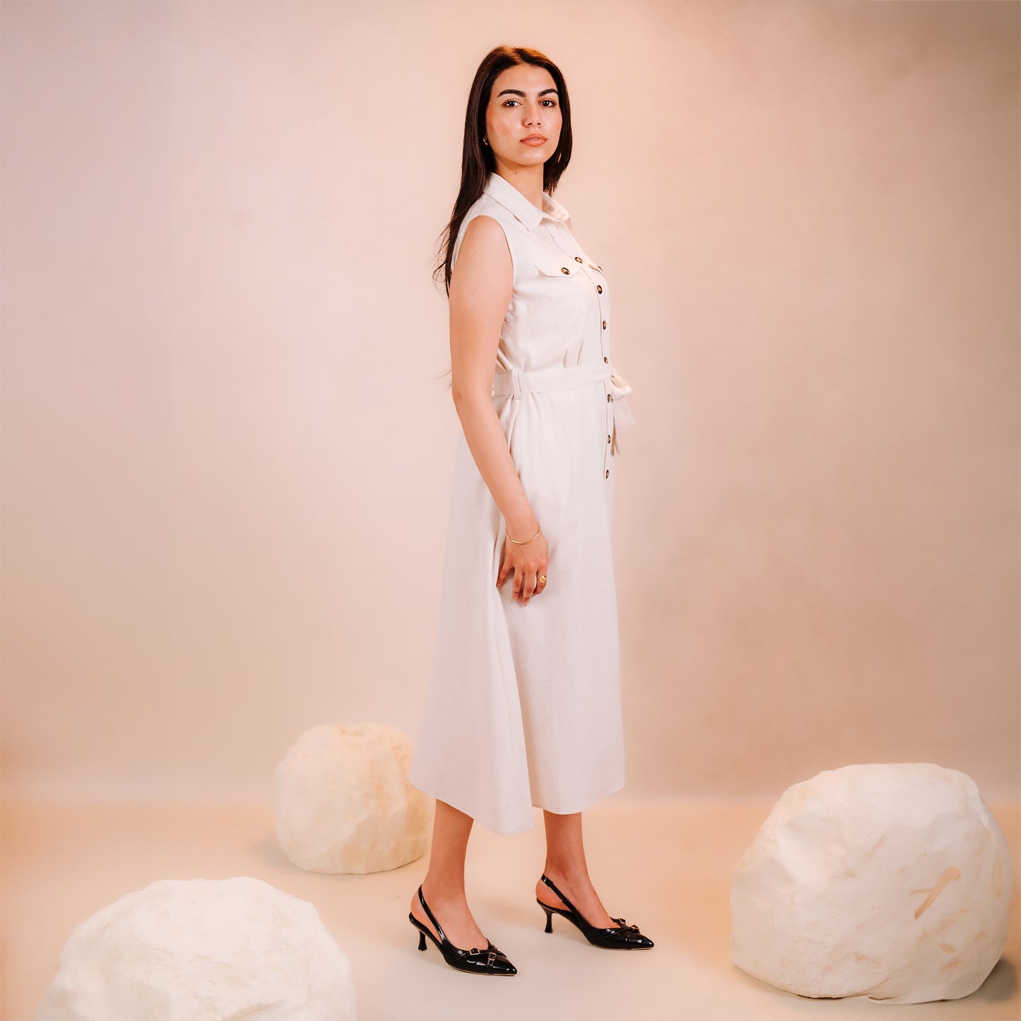 Button Down Sleeveless Dress