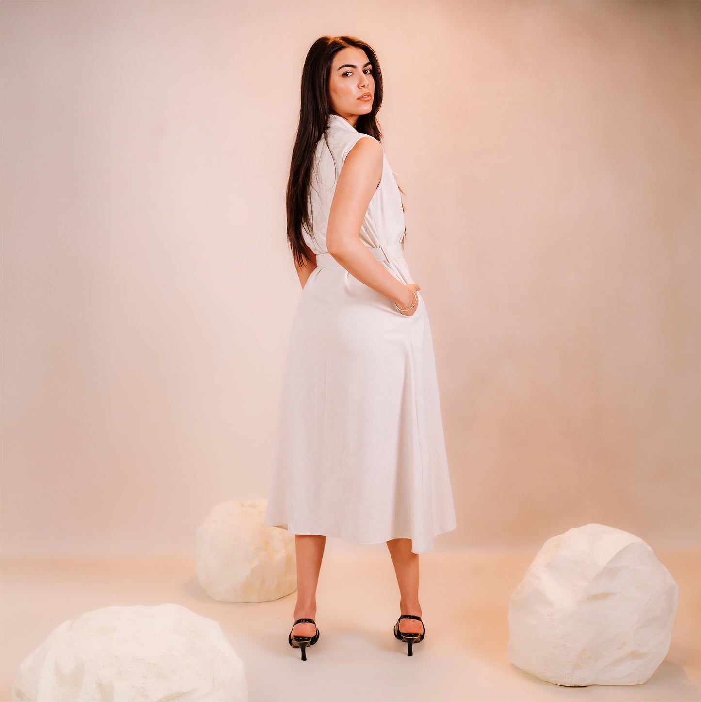 Button Down Sleeveless Dress