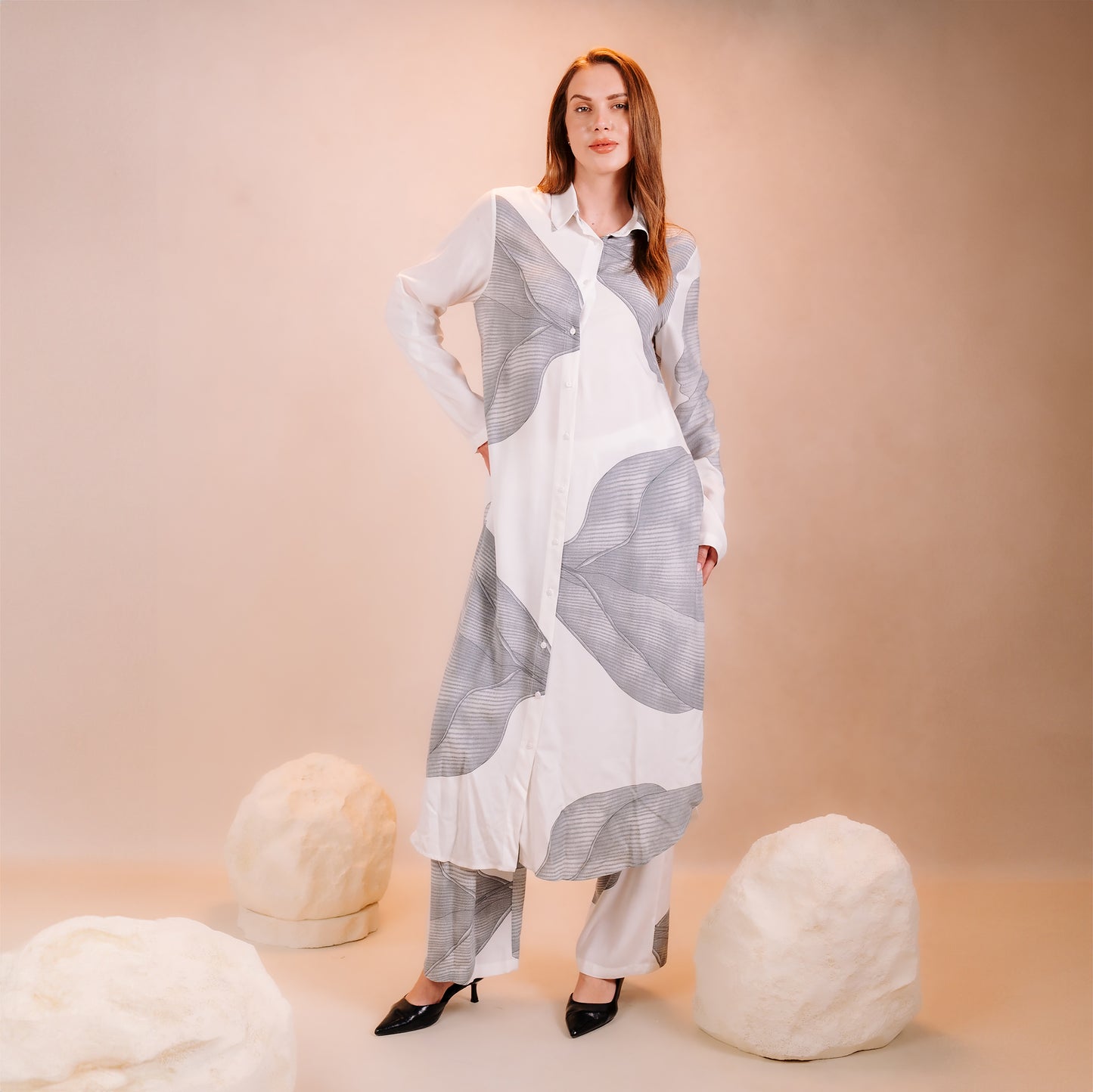 Long Printed Cardigan