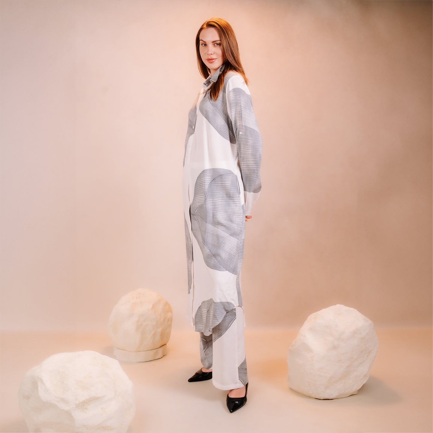 Long Printed Cardigan