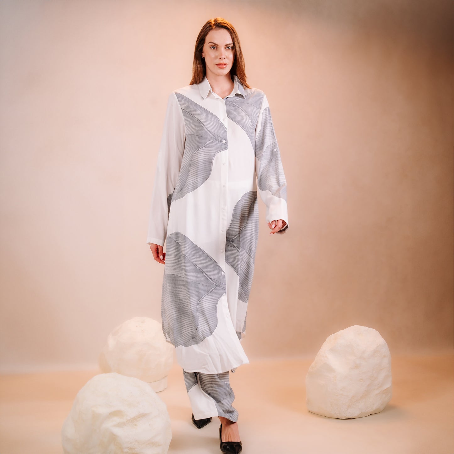 Long Printed Cardigan