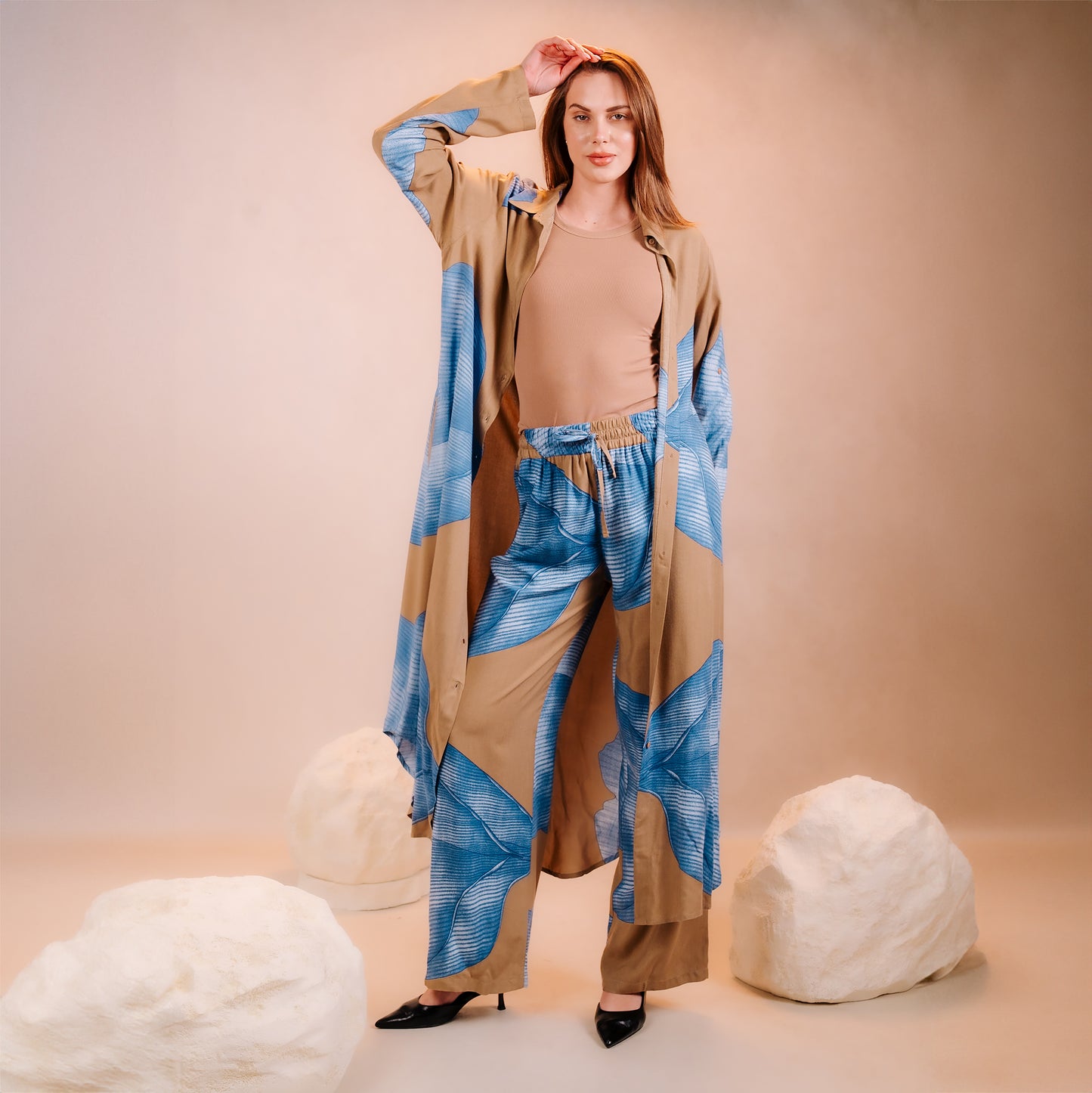 Long Printed Cardigan