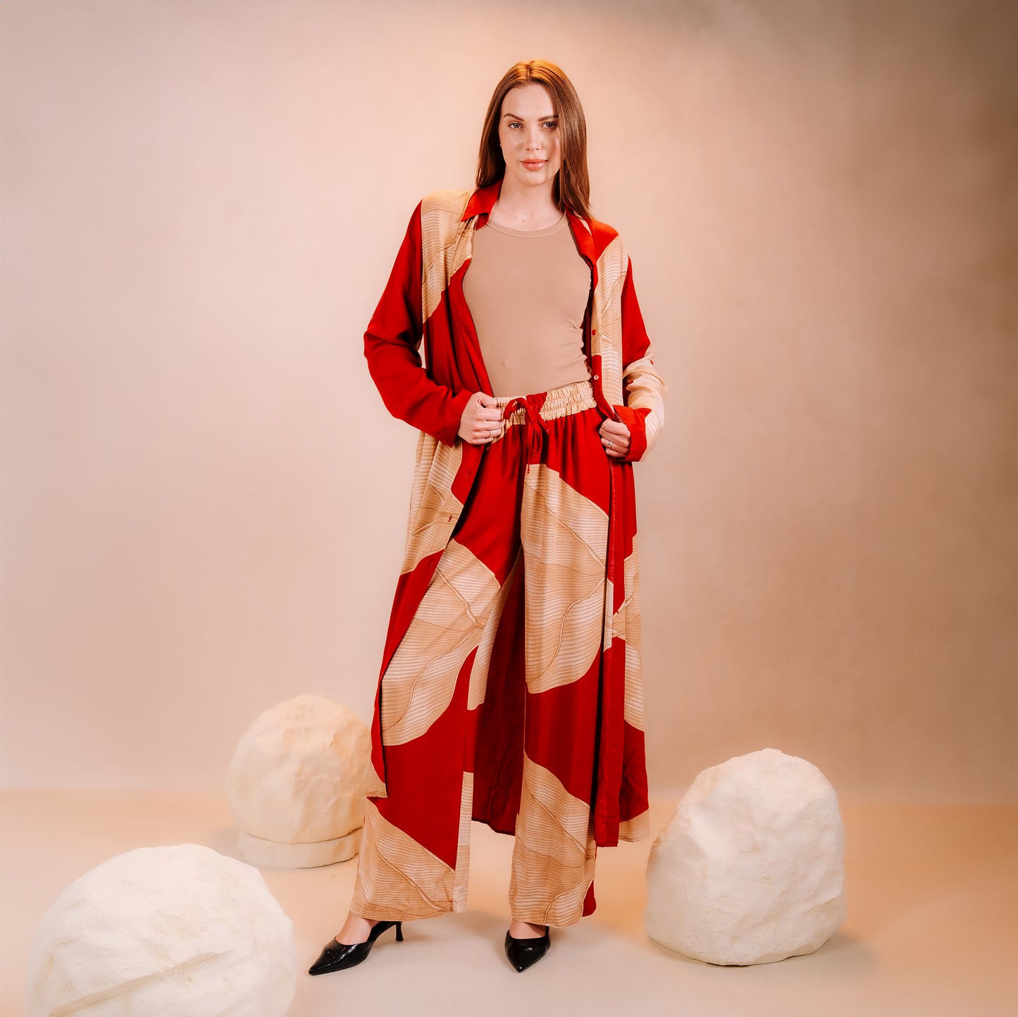 Long Printed Cardigan