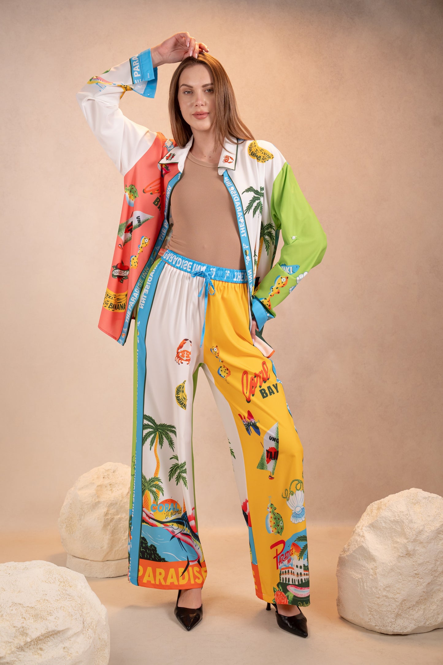 Palm Breeze Satin Set