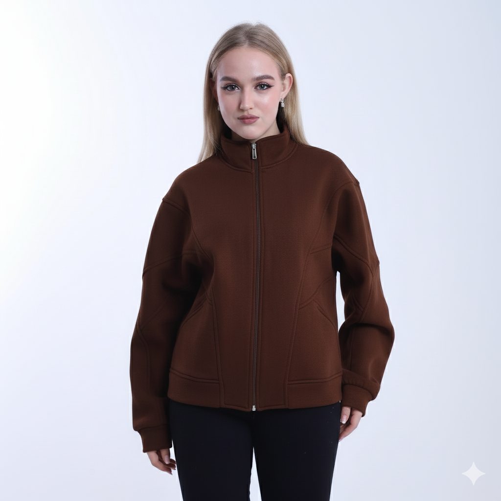 Zipper Melton Sweet Shirt