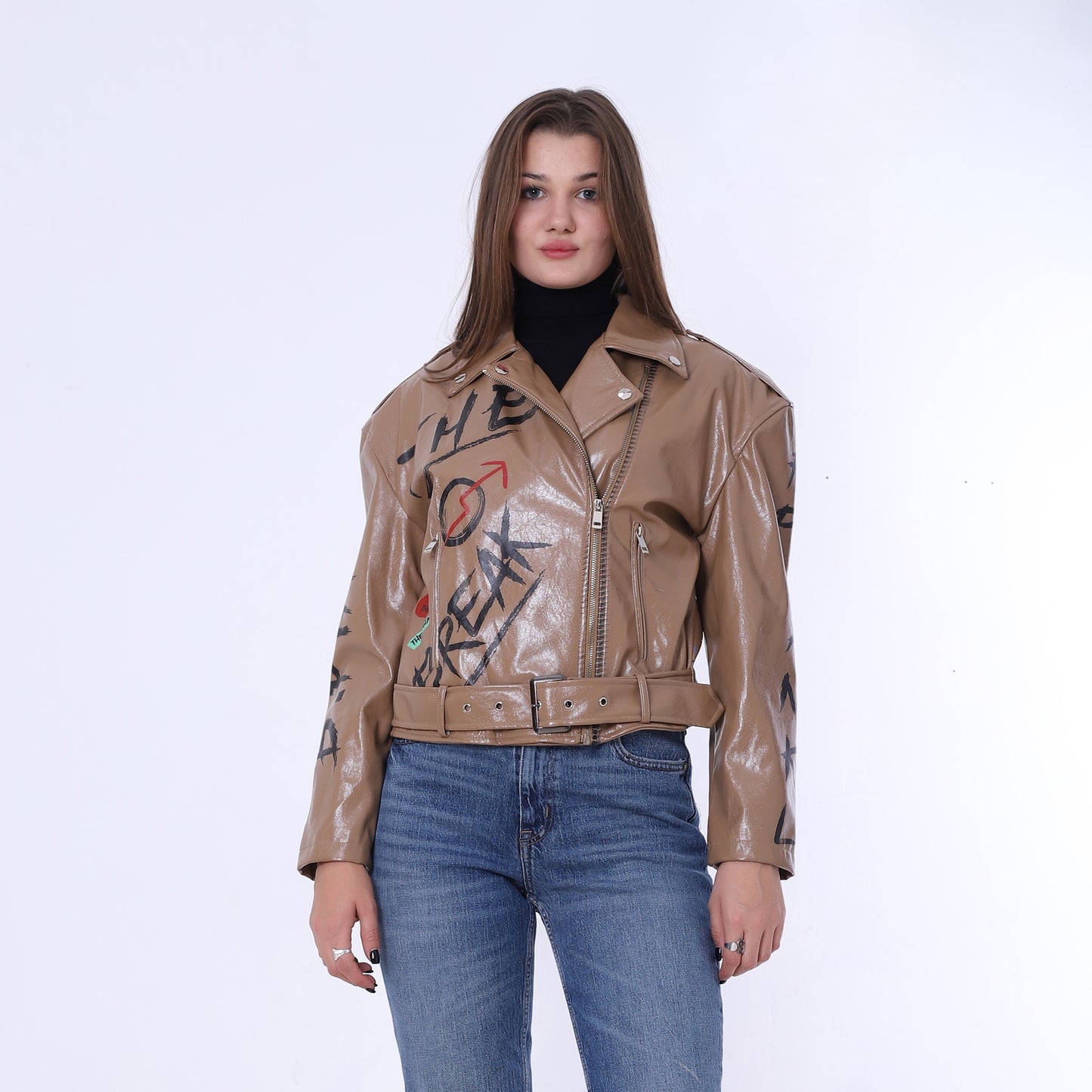 Printed Leather Jacket