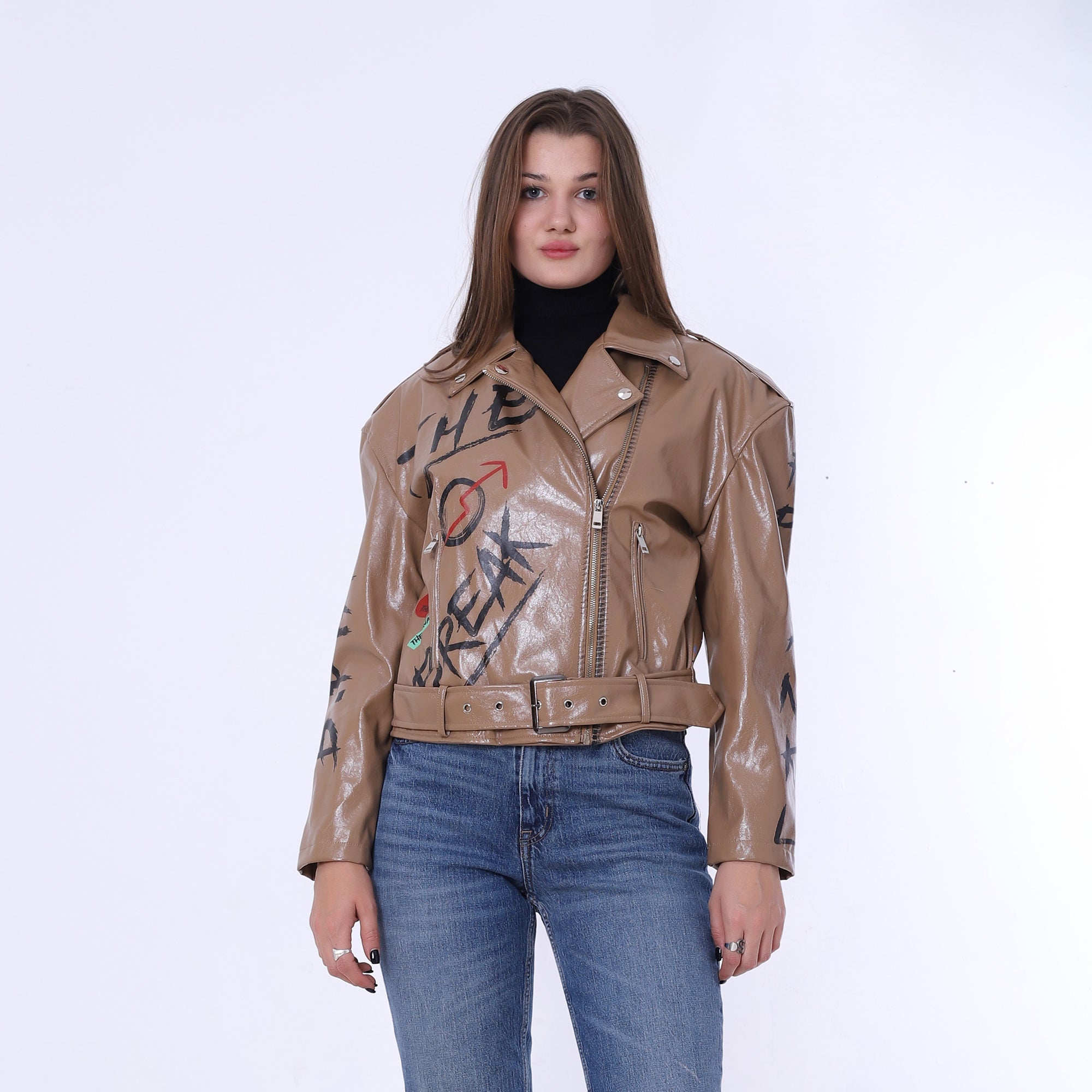 Printed Leather Jacket