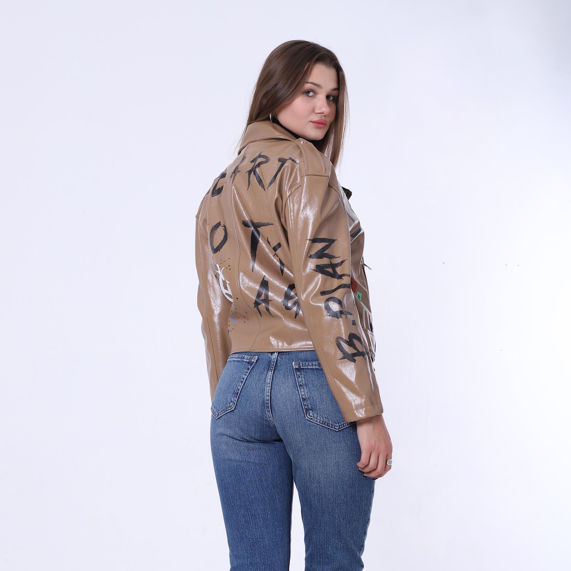 Printed Leather Jacket