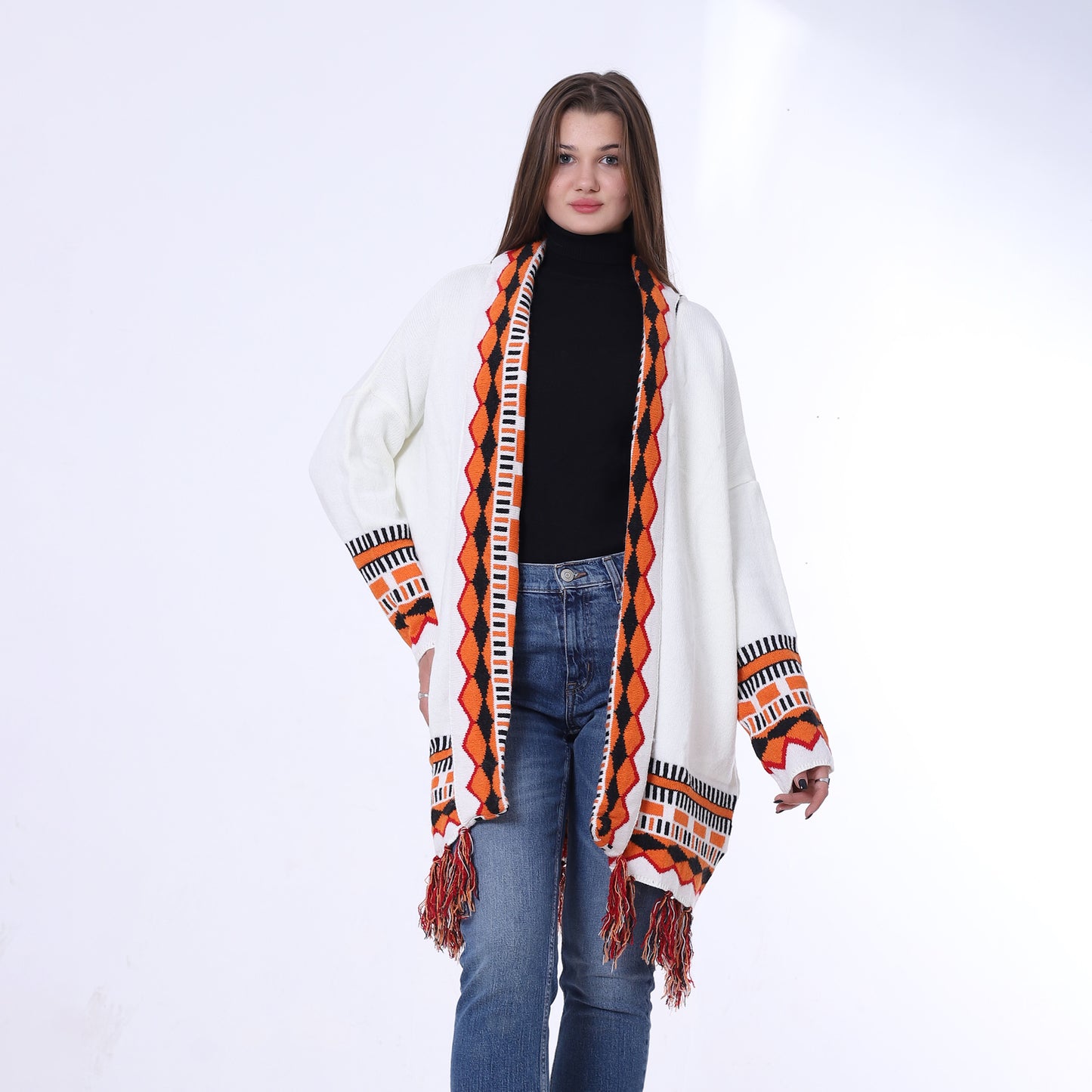 Knitted Long Frings Cardigan