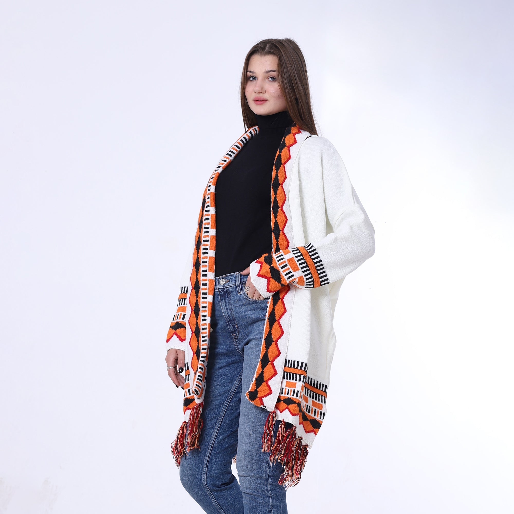 Knitted Long Frings Cardigan