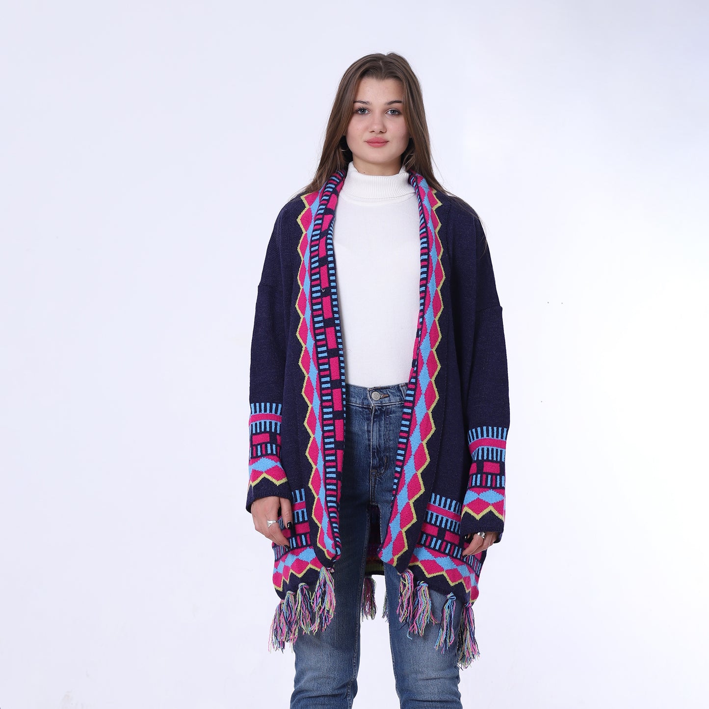 Knitted Long Frings Cardigan