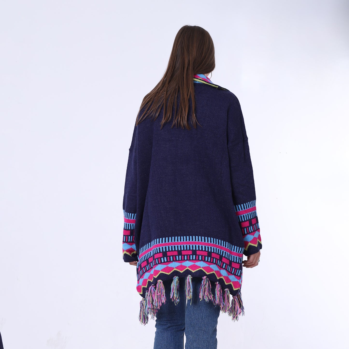 Knitted Long Frings Cardigan