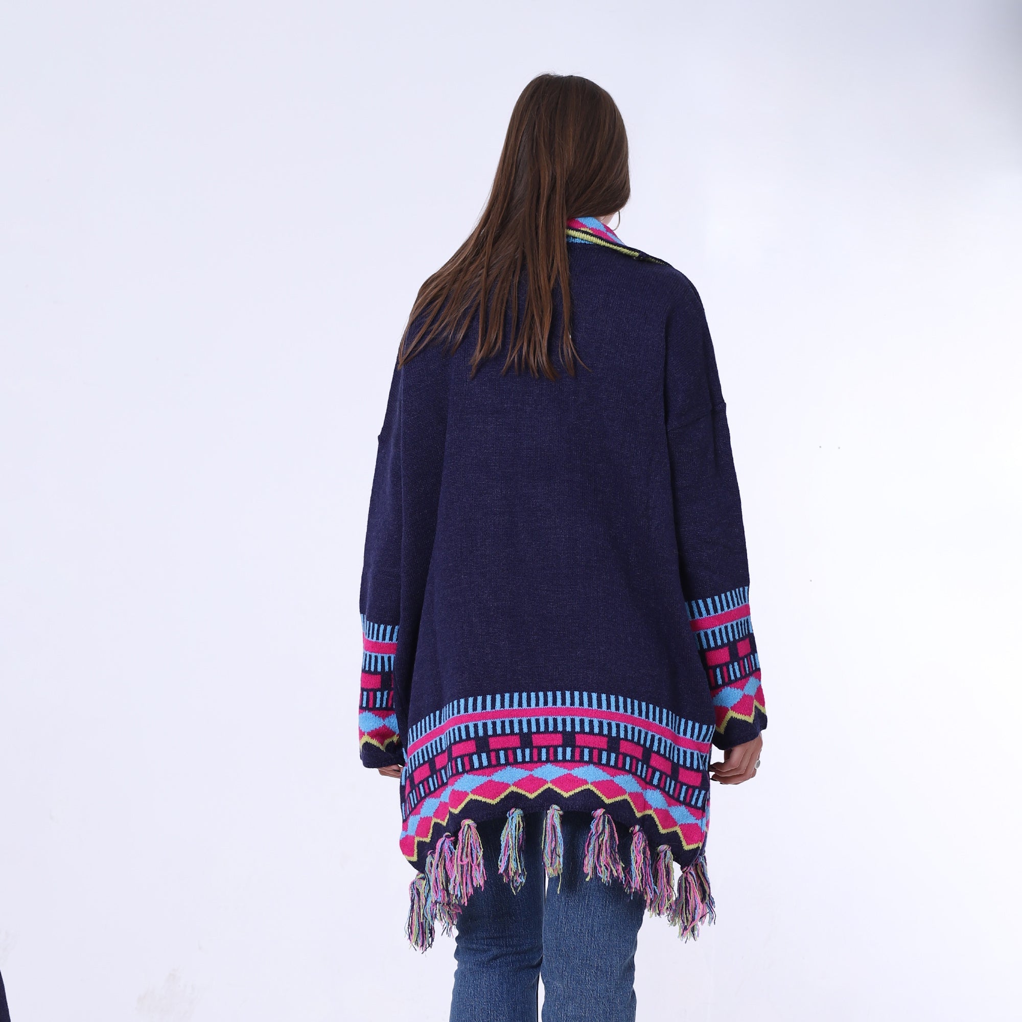 Knitted Long Frings Cardigan