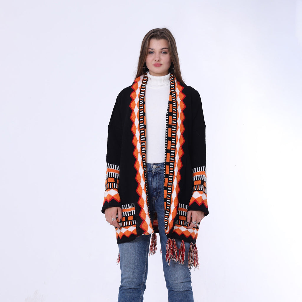 Knitted Long Frings Cardigan