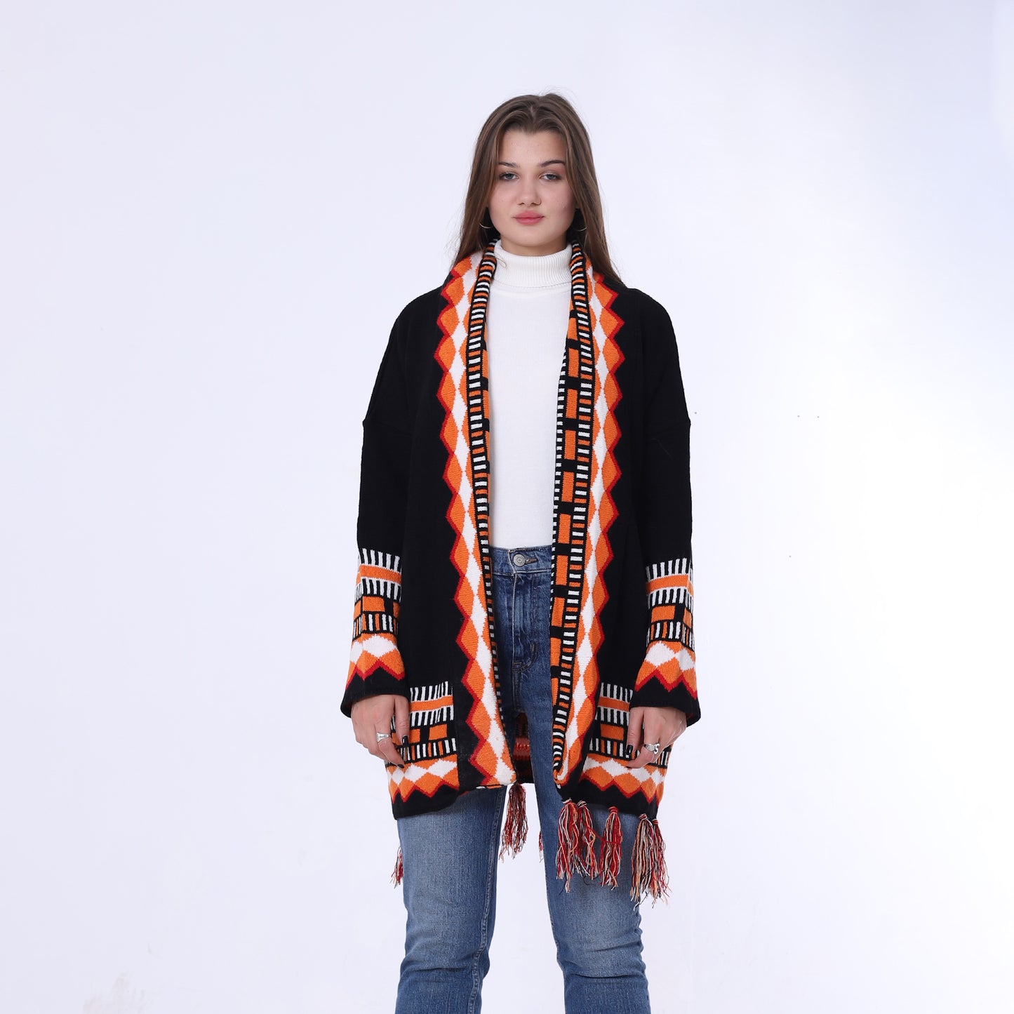 Knitted Long Frings Cardigan