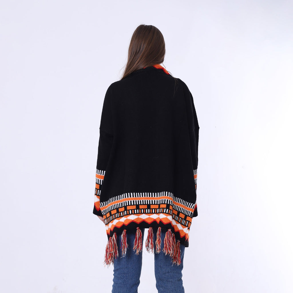 Knitted Long Frings Cardigan