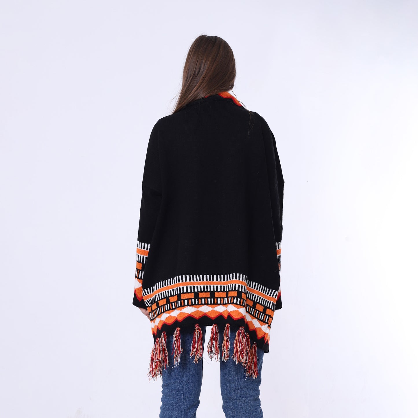 Knitted Long Frings Cardigan