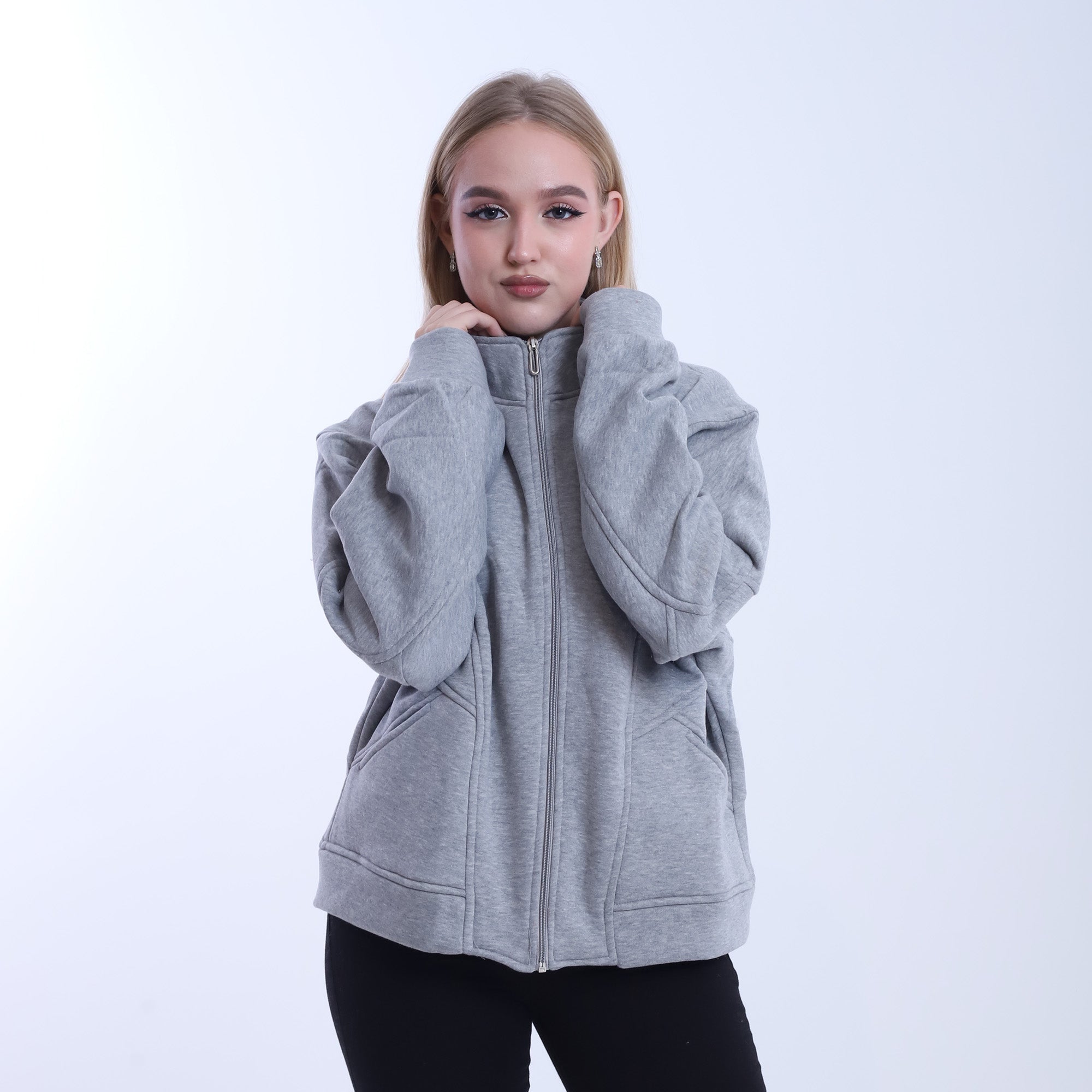 Zipper Melton Sweet Shirt