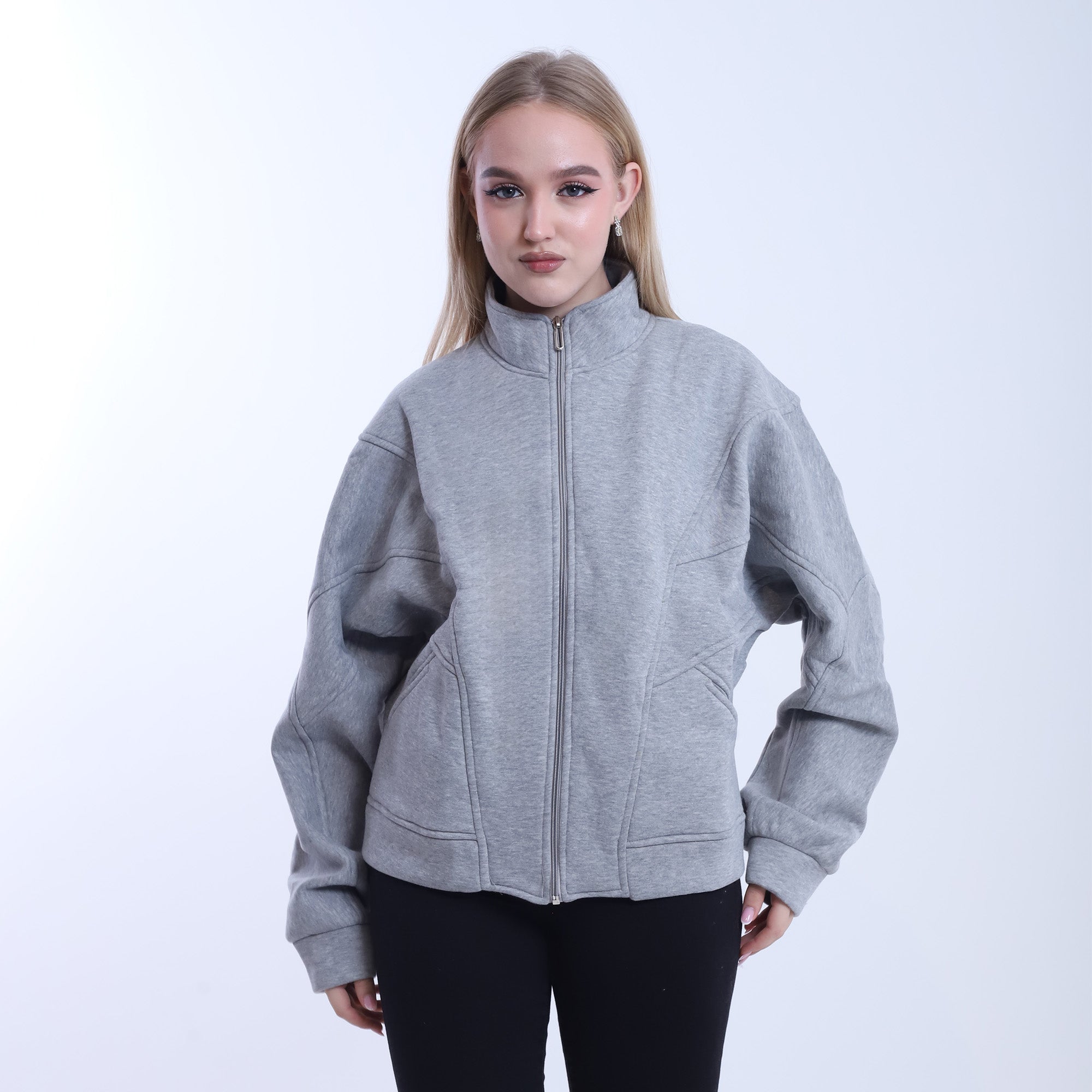 Zipper Melton Sweet Shirt