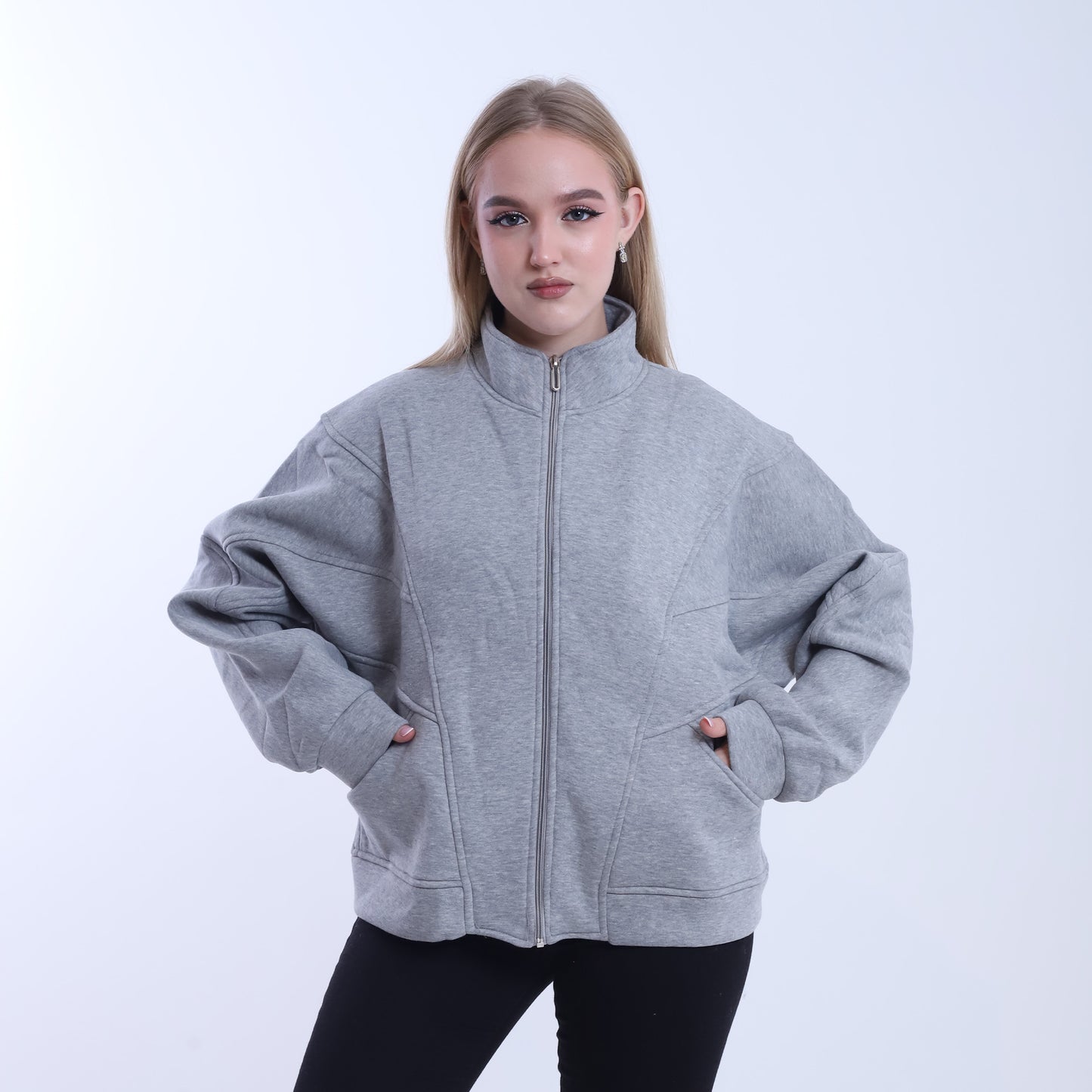 Zipper Melton Sweet Shirt