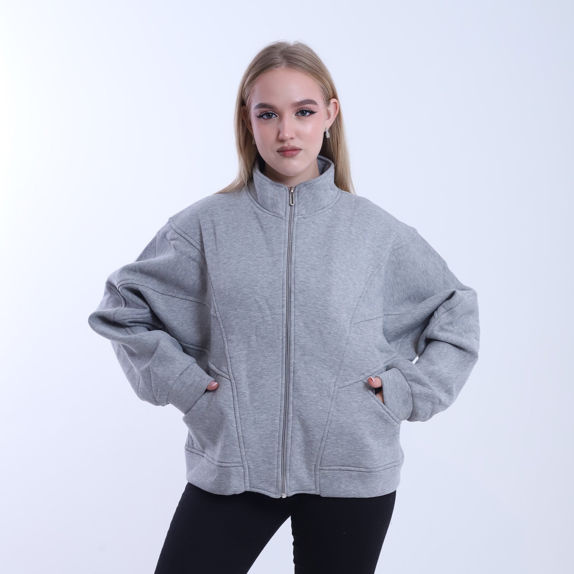 Zipper Melton Sweet Shirt